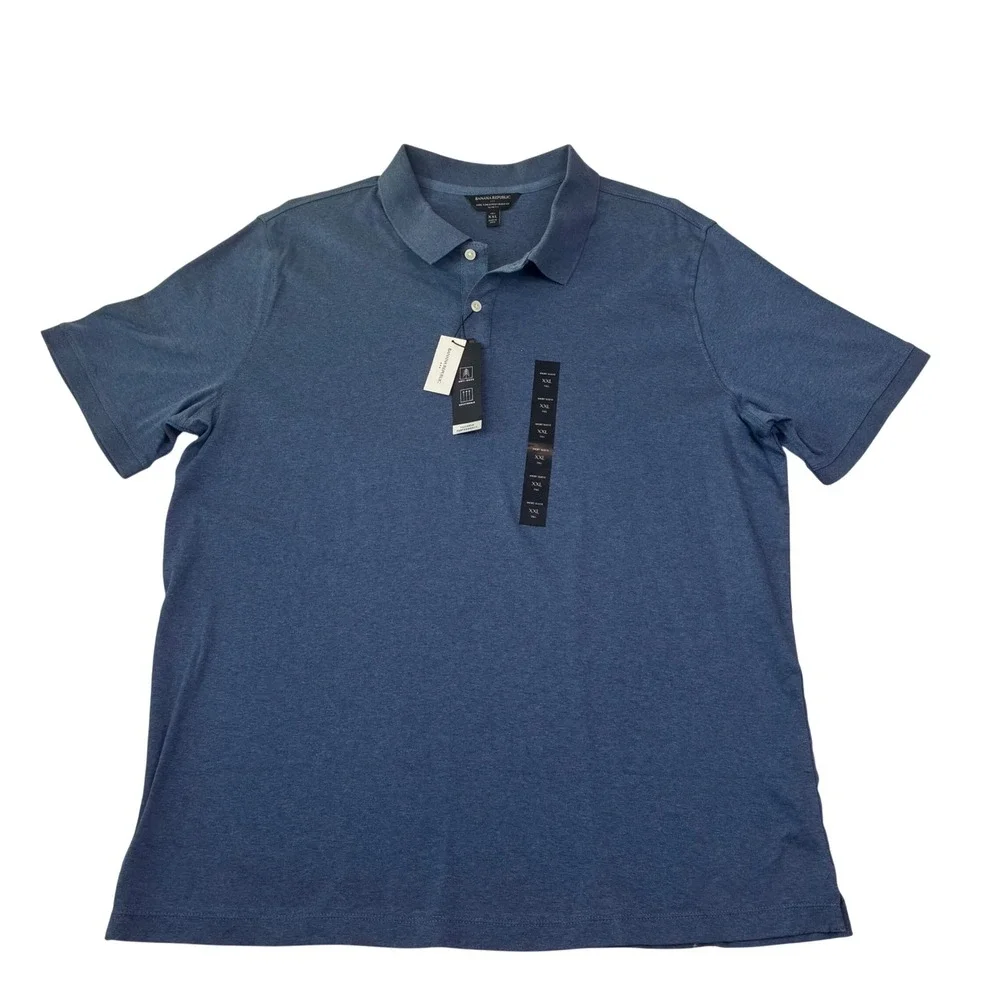 Banana Republic Polo Shirt Men XXL Tall Blue Luxe Touch Slim Fit NEW